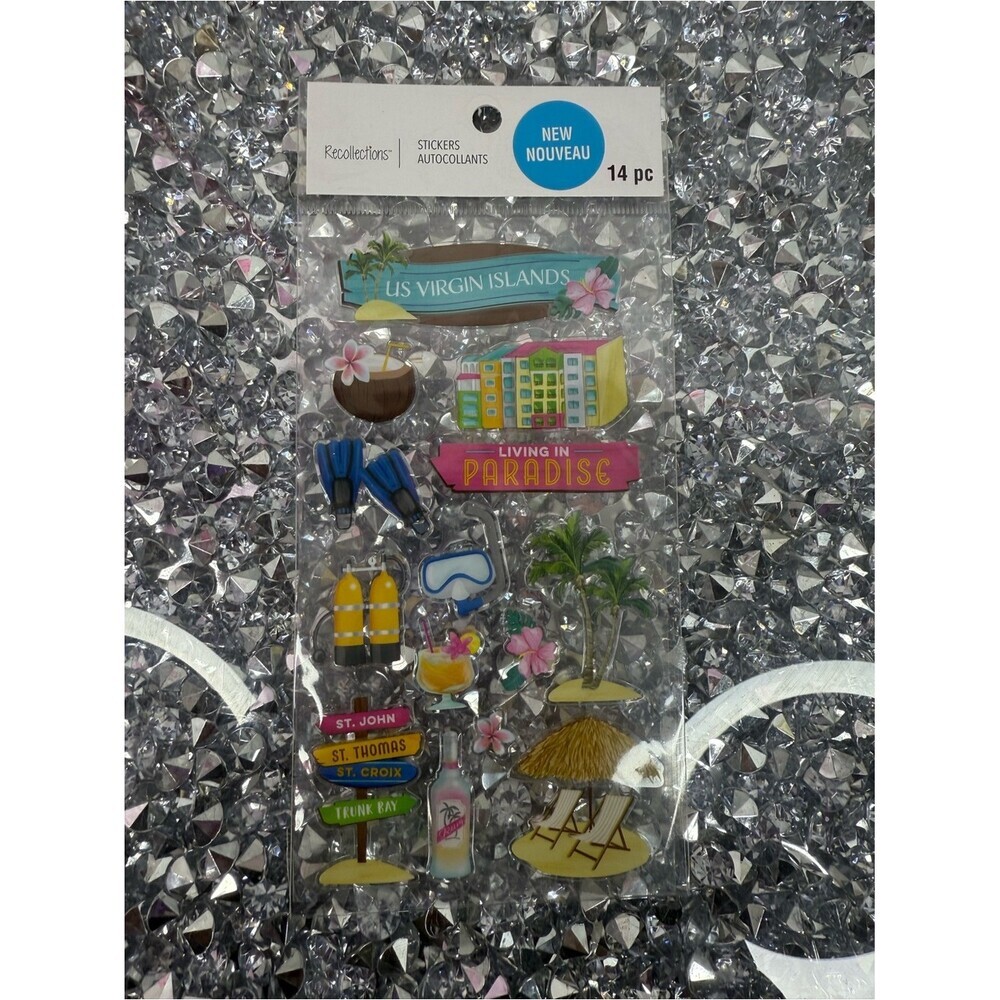 Recollections stickers Tropical Island Sticker Set - Blue Pink Yellow Green
